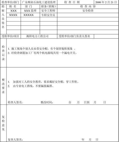 安全检查和整改记录表001word文档在线阅读与下载无忧文档