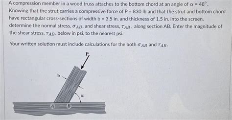 Solved A Compression Member In A Wood Truss Attaches To The Chegg