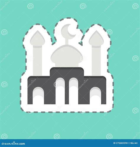 Sticker Line Cut Mosque Related To Eid Al Adha Symbol Simple Design