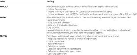 Macro Meso And Micro Level Health Care Setting And Authorities