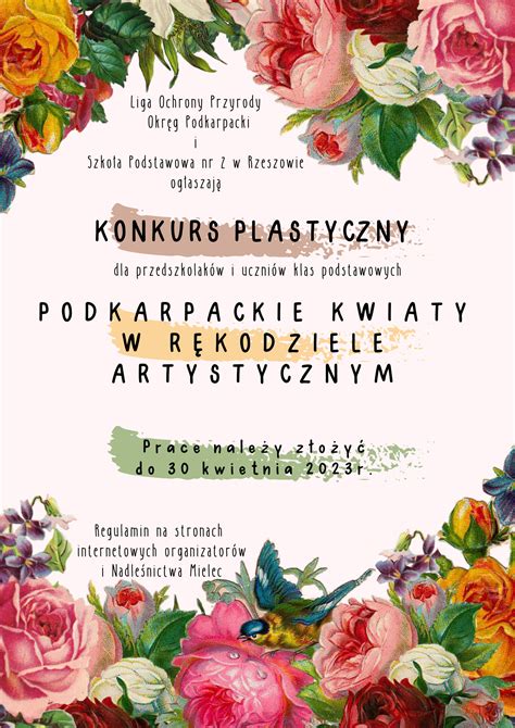 Wojew Dzki Konkurs Plastyczny Pod Has Em Podkarpackie Kwiaty W