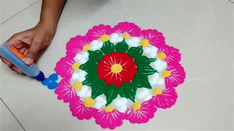 How To Make Super Easy Rangoli Design Easy Rangoli For Beginners Rangoli For Diwali Diwali