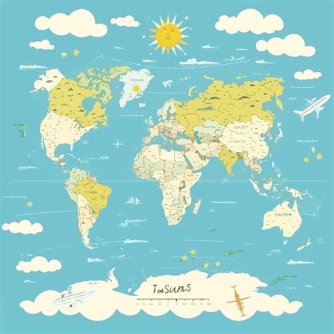 Premium Vector World Map On Blue Background With Marks Ways Pointers