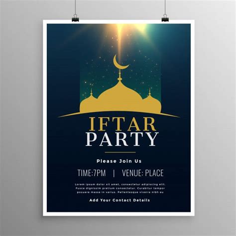 Free Vector Iftar Party Invitation Template Design Party Invite