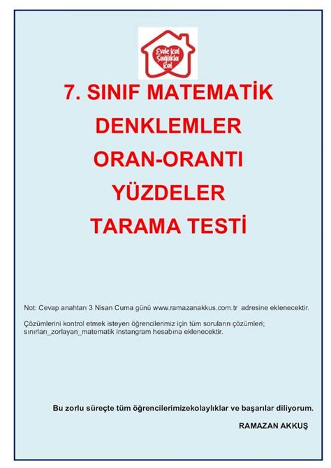 PDF 7 SINIF MATEMATİK DENKLEMLER ORAN ORANTI