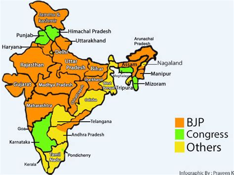 Infographic States Ruled By The Bjp In Oneindia