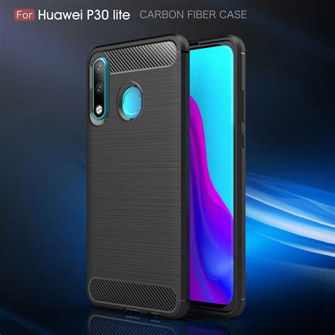 Kolpler Caso Macio Para Huawei P30 Lite Caso Textura De Fibra Carbono Tpu Macio Silicone Pára Na