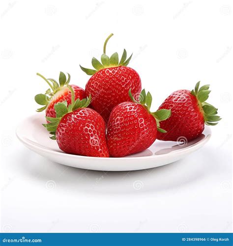 Juicy Delicious Strawberry Lies On Beautiful Plate Ai Generated Stock Illustration