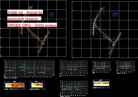 Asfalt yol drenaj ile geometrik tasarım dwg projesi Autocad Projeler