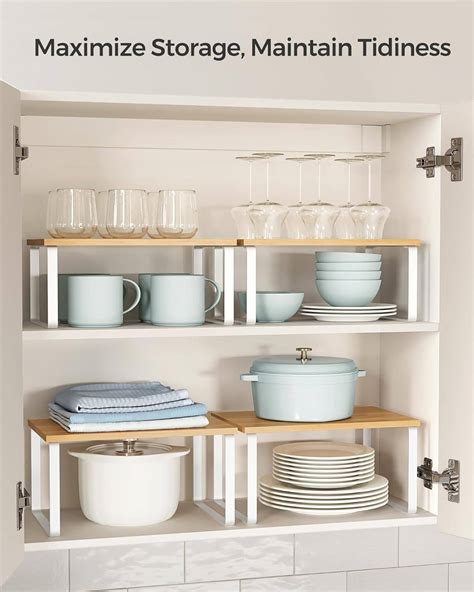 Songmics Cabinet Shelf Organizers Set Of Kitchen Counter Shelves