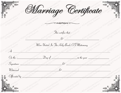 Blank Marriage Certificate Template | @New Concept