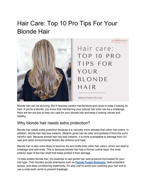 Top 10 Pro Tips For Your Blonde Hair Care By Beautyroute Issuu