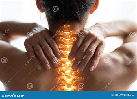 Hernia Of The Cervical Spine Neck Pain Woman Suffering From Backache