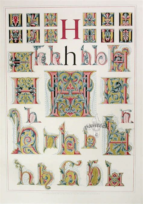 Antique Prints From Owen Jones Illuminated Letters 1864