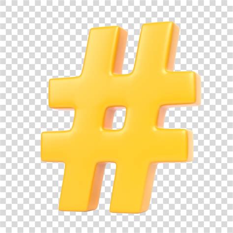 Premium Psd Yellow Hashtag Symbol Isolated On A White Background 3d