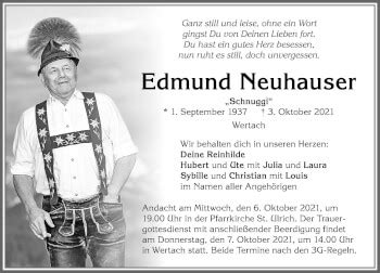 Traueranzeigen Von Edmund Neuhauser Allg Uer Zeitung