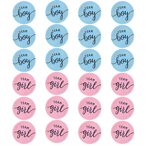 Buy 24 Pcs Gender Reveal Stickers Team Boy Team Girl Labels Stickers