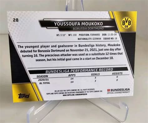 Youssoufa Moukoko Borussia Dortmund Topps Chrome Sapphire