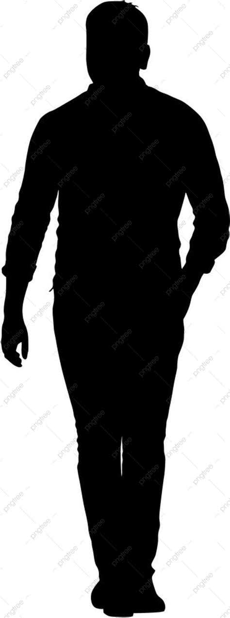 Black Silhouette Man Standing Expression Style White PNG And Vector