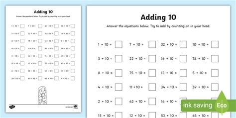 Adding 10 Activity Sheet Teacher Made Twinkl Worksheets Library