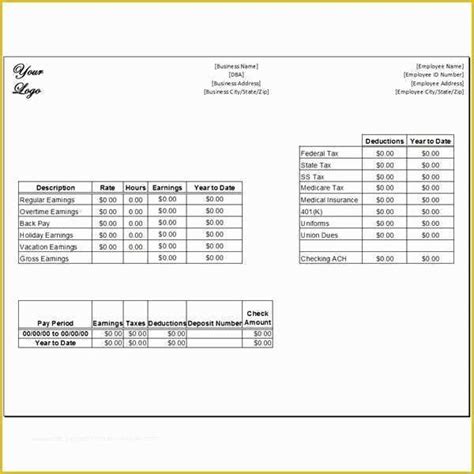 Free Paystub Template Of Download A Free Pay Stub Template for ...