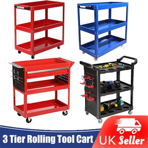 Tier Rolling Tool Cart Trolley Heavy Duty Workstation Storage Chest