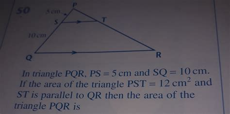 Solved In Triangle Pqr Ps Cm And Sq Cm If The Area Of The