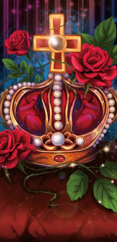 A Painting Of A Crown With Roses On It