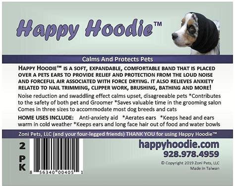 HAPPY HOODIE Calming Cap for Dogs, Small & Large, 2 count, Black - Chewy.com