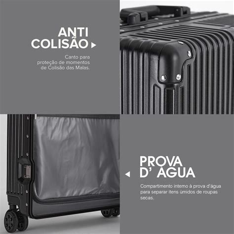 Mala Policarbonato - Mala de Viagem Média 23kg Policarbonato ABS Noruega Maloa Preto MALOA ...