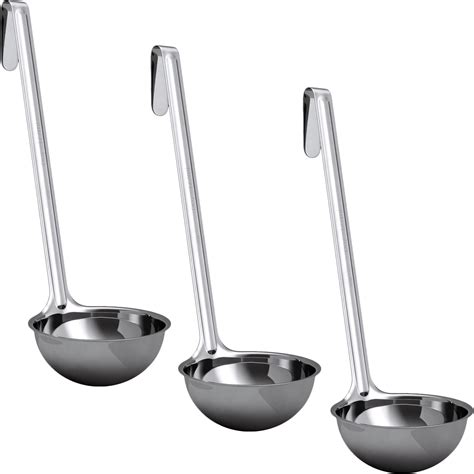 Super Sturdy Ergonomic 8 Oz Soup Ladle 3 Pk Stainless