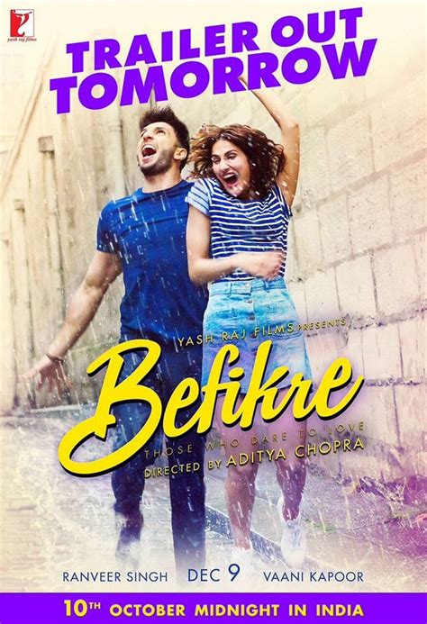 Befikre Movie Trailer releases on 10th October 2016. First Look Poster.