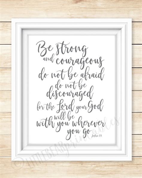 Joshua 19 Printable Bible Verse Be Strong And Courageous Etsy