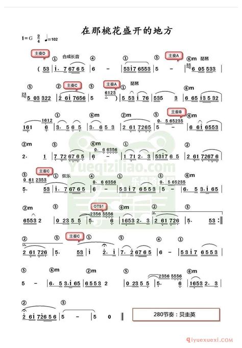 电子琴带和弦简谱 │ 在那桃花盛开的地方农村乐队 电子琴学习网