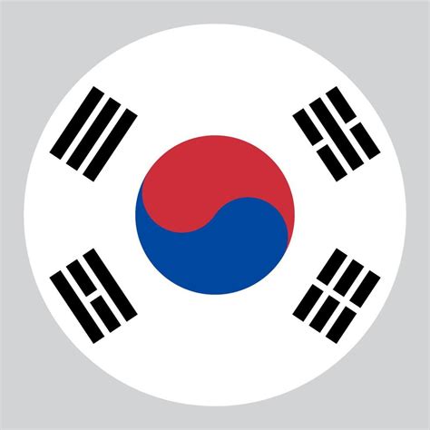 Flat Circle Shaped Illustration Of South Korea Flag Vector Art