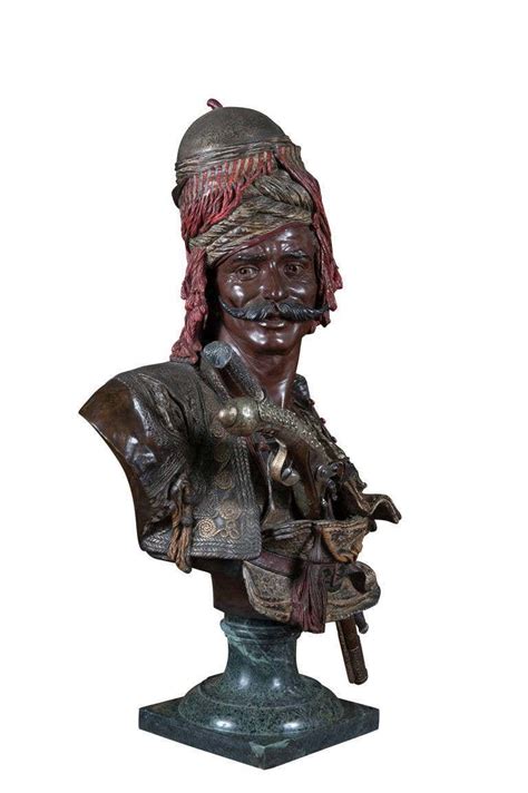 Orientalist Bronze Bust Janissaire Du Sultan Mahmoud Ii By Emile