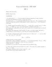 Homework 3 On Numerical Relativity Numerical Relativity PHY 6938 HW