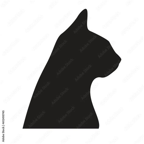 Cat profile black silhouette. Vector illustration isolated on a white ...