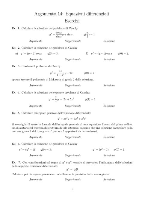 Esercizi Svolti Matematica Ii Equazioni Differenziali V Aa 2015