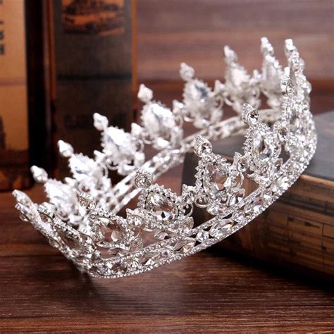 Vintage Baroque Queen King Bride Tiara Crown For Women Headdress Prom