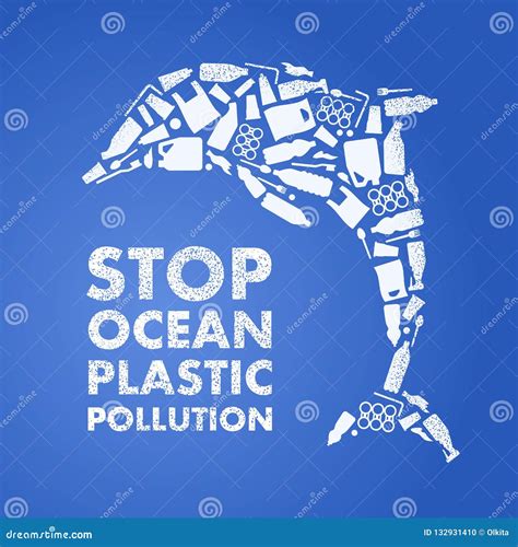 Stop Ocean Plastic Pollution Ecological Poster Stock Vector