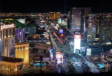 Las Vegas Strip At Night Aerial View Photograph By David Oppenheimer