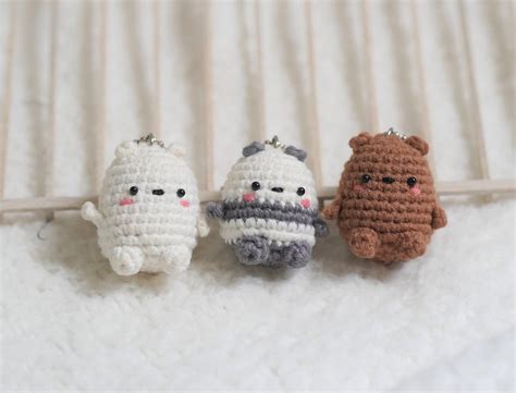 Free Crochet Pattern Of Amiballs We Bare Bears Ice Bear Panda Grizz