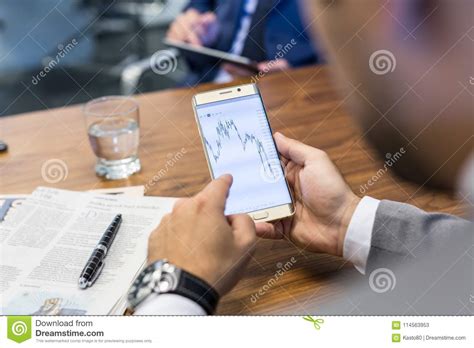 Close Up Of Businessman Using Mobile Smart Phone Stock Image Image