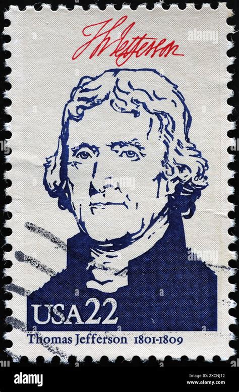 Thomas Jefferson Portrait On American Postage Stamp Stock Photo Alamy