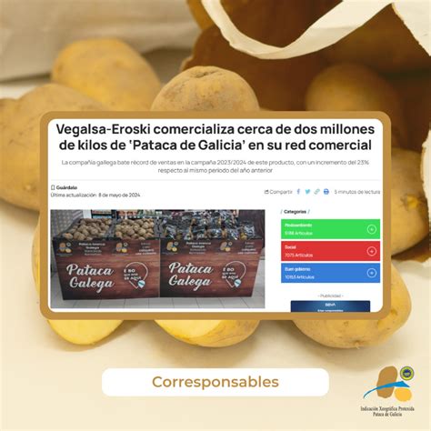 Vegalsa Eroski vendió 2 millones de kilogramos de Pataca de Galicia en