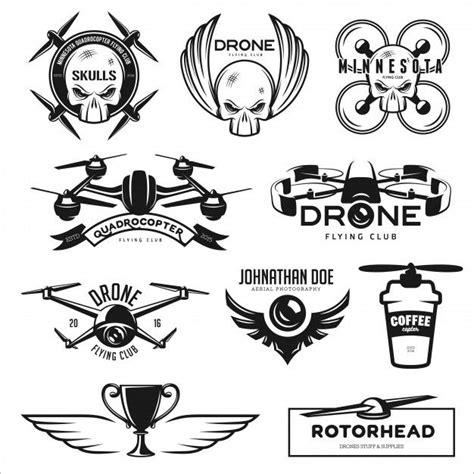 набор дрон летающий клуб логотип набор | Премиум векторы | Drone logo ...