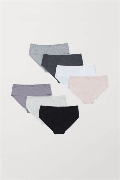 7 Pack Hipster Briefs Regular Waist Black Grey Ladies Handm Gb