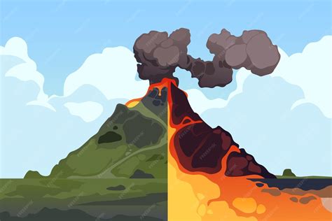 premium vector volcano cross section volcanic mountain eruption
