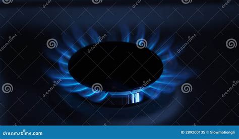 Gas Stove Burners Blue Flame Kitchen Stock Image Image Of Action